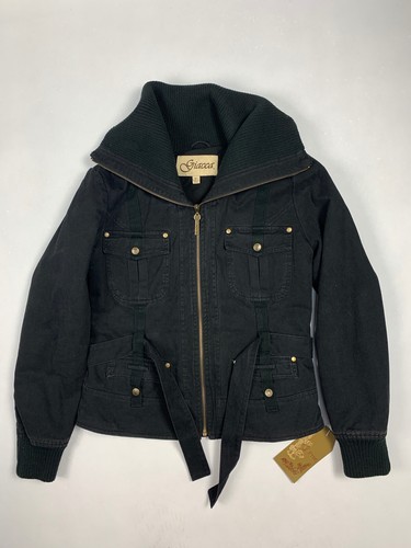 NWT Giacca Wide Collar Jacket Black Med Womens Full Zip Tie Waist Pockets $100 - Picture 3 of 11