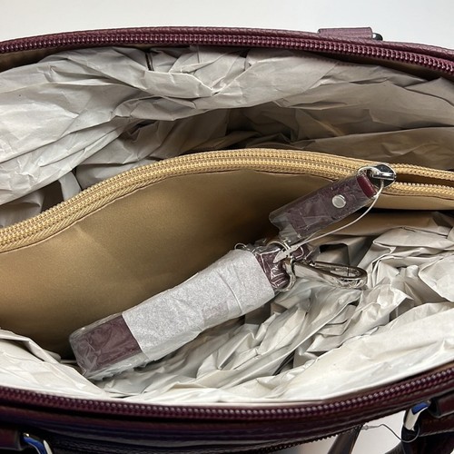 Giani Bernini Deep Wine Purple Satchel Bag, Quilted Leather, Double Handle, NWT! - Picture 11 of 14