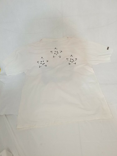 Vintage Blac Label 2XL White and Orange Streetwear T-Shirt Double Sided Studded - Picture 9 of 10