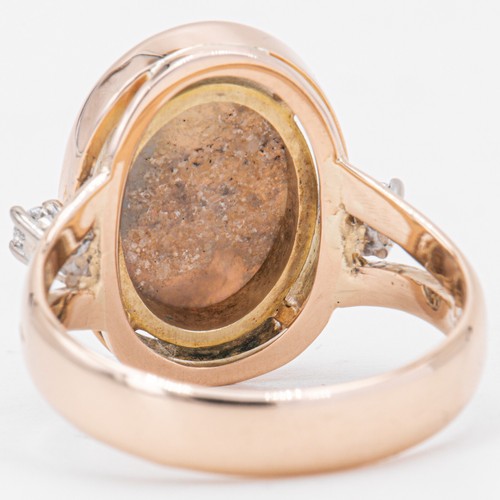 T. 55 - Ópalo y diamante vintage 0,08 ct. Anillo de mujer en oro amarillo 585/14K - Imagen 9 de 9
