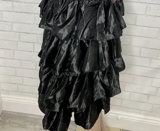 Falda Disfraz Pirata Burlesque Española Bailarina Salsa Volantes Satén Negra Mujer’s L Foto 3 de 4