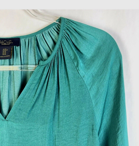 Rachel By Rachel Roy Peasant Top Women's Medium Green Relaxed Fit Silky Feel - Picture 2 of 8