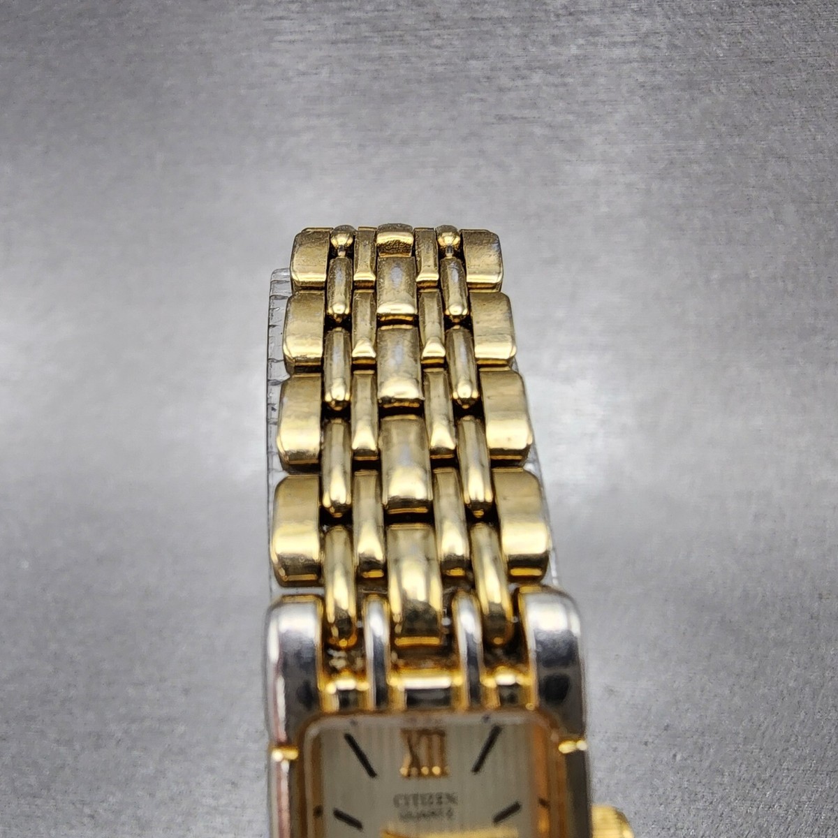 Citizen Tank Watch Women 15mm Silver Dial Gold Tone Rectangle New