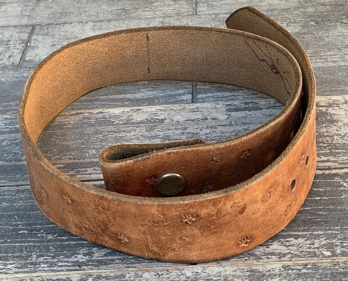 Stamped Or Tooled Leather Belt CHRISTY Western Hippy Bear
