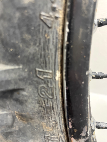 1981 Suzuki DS125 Front Wheel & Tire 54110-29300 55100-40200 - Picture 5 of 6