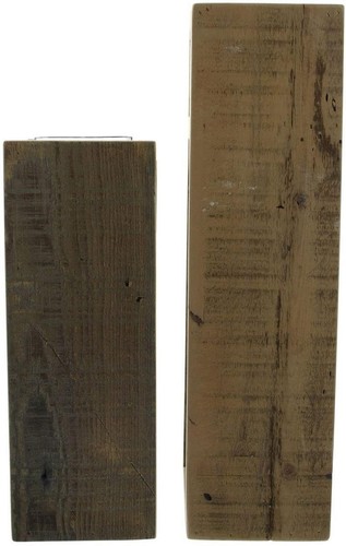 Windlichtsäule Holzsäule Bodenwindlicht Wood 2er Set 30 + 40 cm hoch Dekosäule - Bild 4 von 5