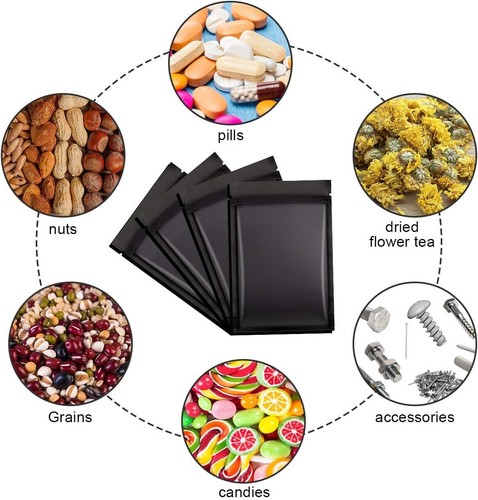 100 Premium 3x4" Matte Black Small Double-Sided Mylar Foil Zip Storage Bags - Picture 9 of 10