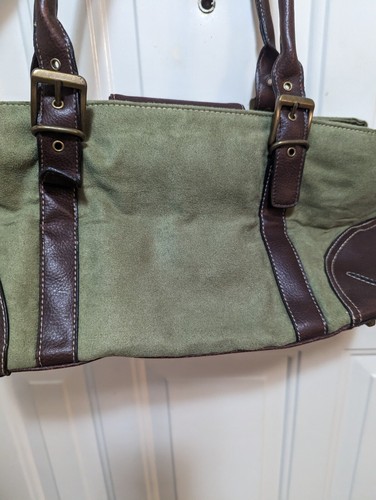 Cherokee Womens Green Fabric Hand Bag and Brown Faux Leather with a Key Chain - Picture 5 of 10