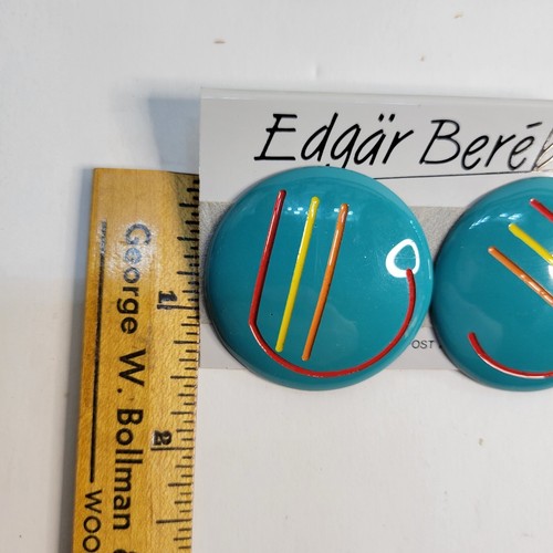Vintage Berebi Earring Lot of 6 Berebi Gold Tone Enamels Posts and Clip Nos - Picture 13 of 17