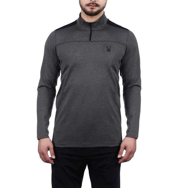 SPYDER Active Mens 1/4 Zip Pullover Sweater XL Charcoal Heather GRAY