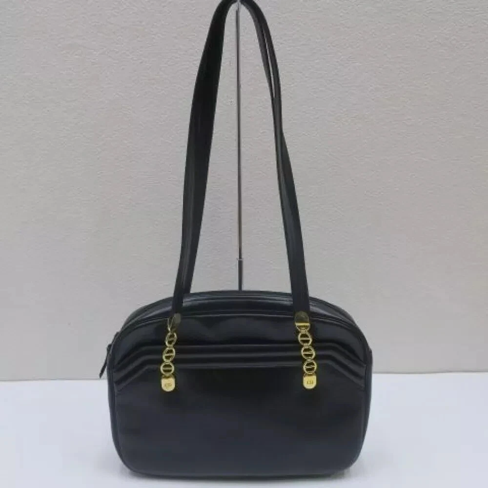 Christian Dior Sac Bandoulière Bandoulière CD Chaîne Cuir Noir Authentique
