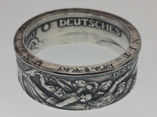 Münzring 3 Mark Kaiserreich 1913 DER KÖNIG RIEF Gr. 60 bis 74 vintage / poliert - Picture 5 of 7