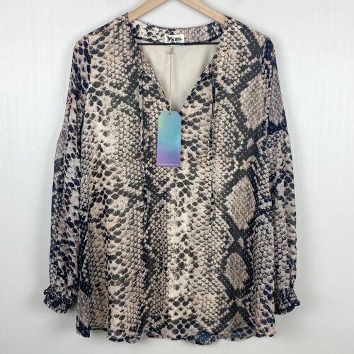 Show Me Your Mumu Shirt Womens Small Jelina Tassel Tunic V-Neck Long Sleeve Top