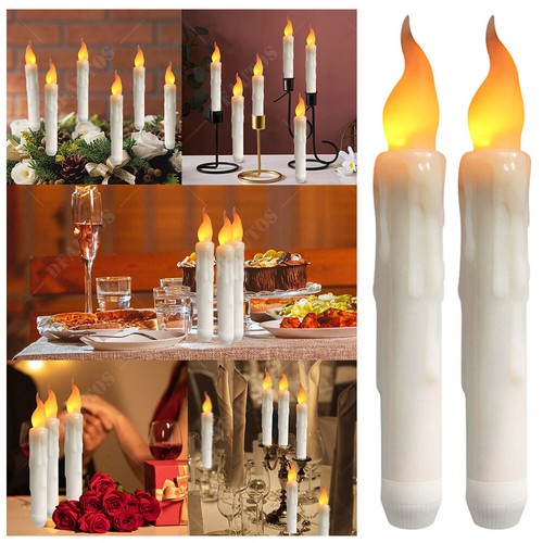 12PCS Battery Operated Flameless Flickering Christmas Window LED Taper Candles - Picture 4 of 26