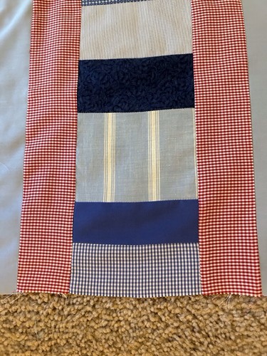 "Colcha sin terminar retazos azul rojo algodón 31"" X 31""" - Imagen 2 de 4