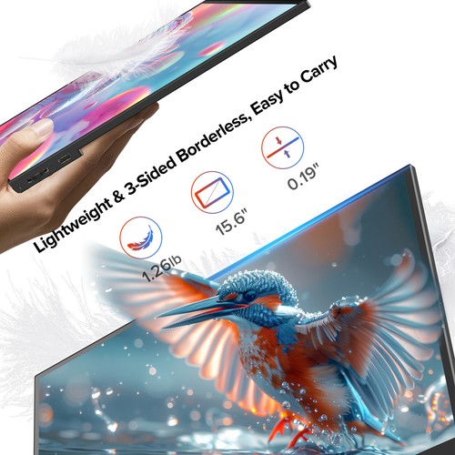 UPERFECT 15.6" Touchsreen 1080P HDR IPS Ultra Slim Portable Monitor HDMI Input A - Picture 5 of 24