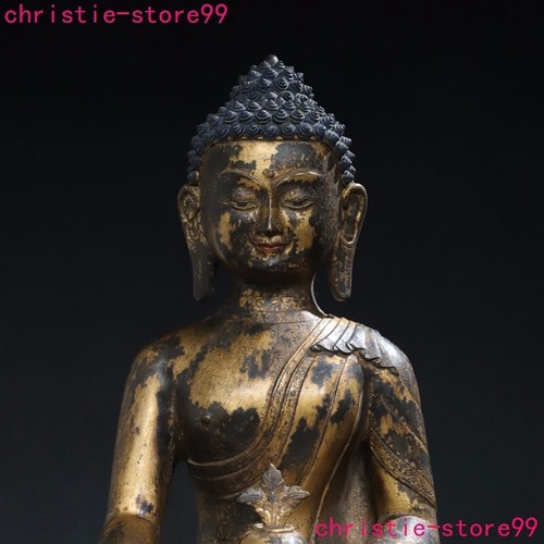 17.2'' Tibet Buddhism bronze Gilt Shakyamuni Sakyamuni Shakya Mani Buddha statue - Picture 8 of 9
