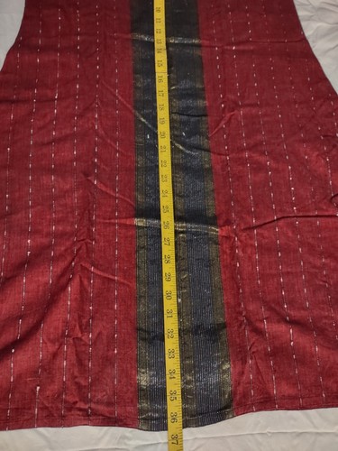 Maxi Dress Short Sleeve Black Gold Red Stripes Size 44 V Neck - Picture 8 of 12