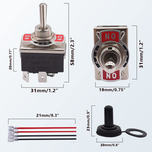 4 Pin Reverse Polarity Momentary Rocker Toggle Switch DPDT On-Off-On Motor 12V - Picture 2 of 12