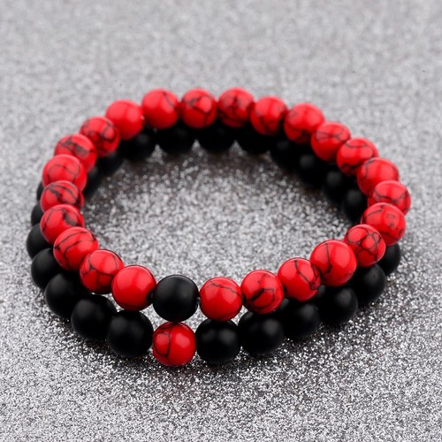 Couple His & Hers Distance Healing Bracelet Black Red Lava Bead Matching YinYang - Picture 17 of 156