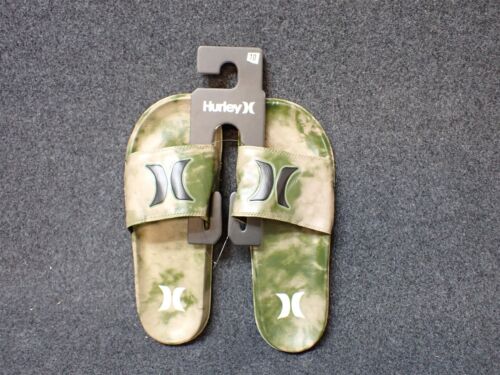 NEW Hurley Camouflage Slide Beach Sandals Green Mens Size 10 (HU3)