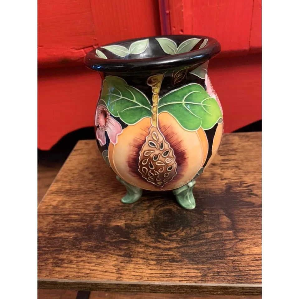 Blue Sky 2004 J McCall Cerâmica Pêssego Floral Cera Derretida Queimador Tealight Estado Perfeito. - Imagem 4 de 4