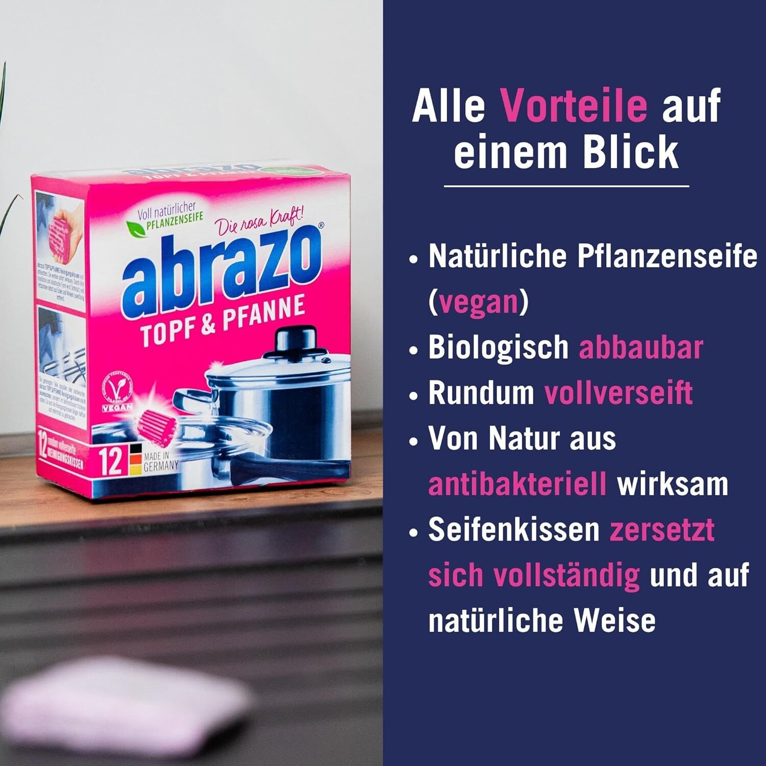 abrazo Topf Pfanne 12 Reinigungskissen für Töpfe, Grill Backofen, Spüls...