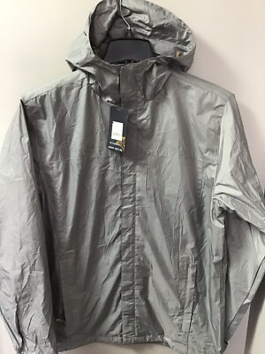 Gioberti Hooded Windbreaker Rain Jacket Mens Grey Sz Med