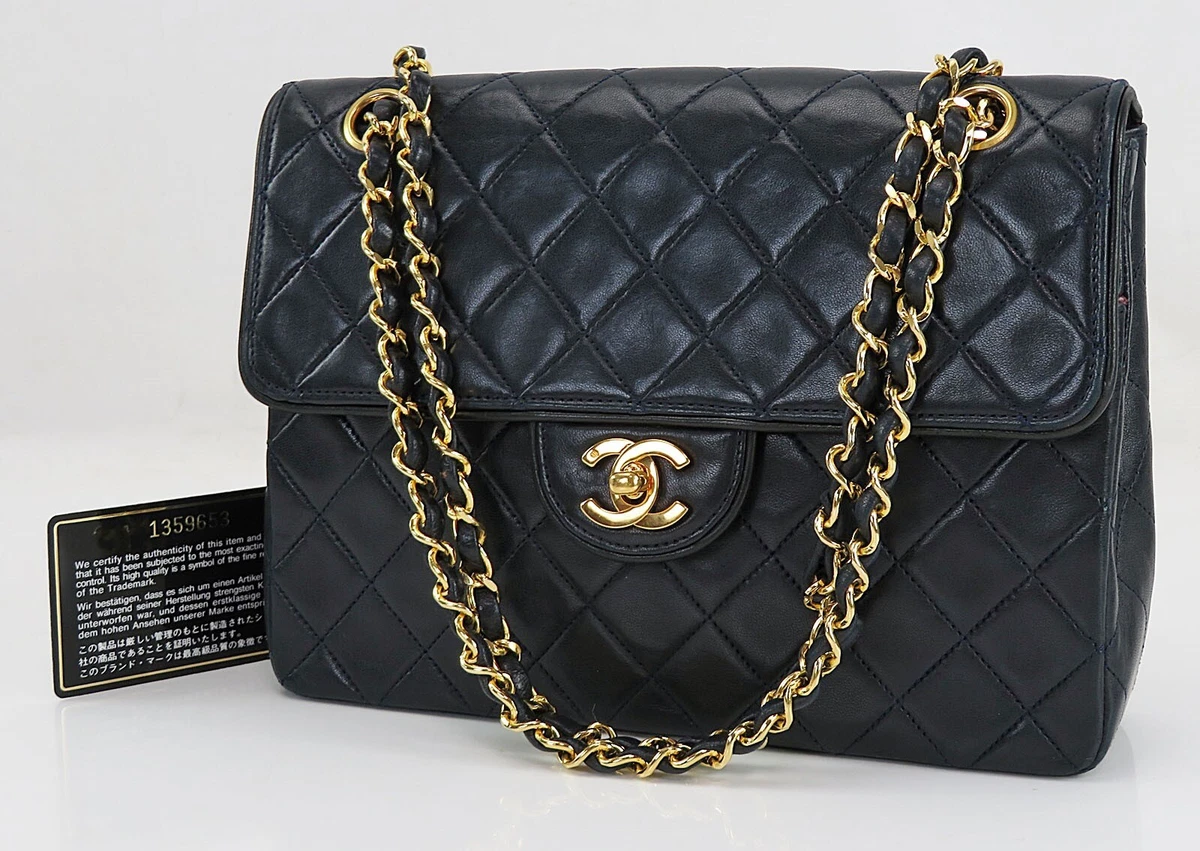 Chanel flap bag Blue Navy blue Dark blue Leather Patent leather