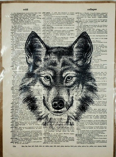 Wolf Dictionary Art Print 8 X 11 Inches - Picture 1 of 3