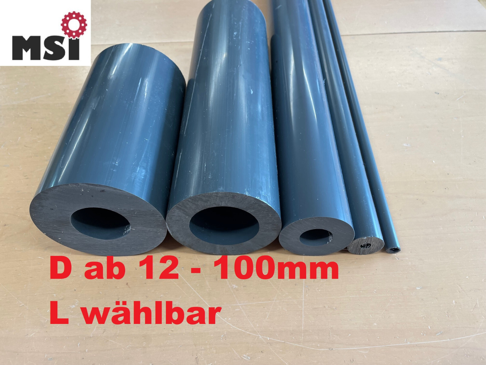 PVC Rundstab Vollstab D 6-120mm Stange L ab 20mm grau Kunststoff Rundmaterial