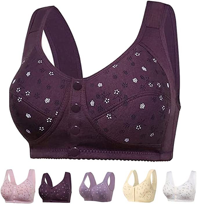 Glodence Bra for Older Women, Comfortable Front Button Bra,Glamorette  Granny Bra