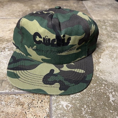 VINTAGE 80s Fishing Hunting Camo Brown Snapback Trucker Hat Cap USA Farm Work