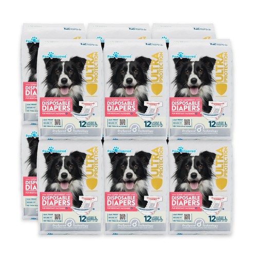 144ct Paw Inspired Dog Diapers Female Disposable, Puppy Diapers for Dogs in Heat - Picture 18 of 27