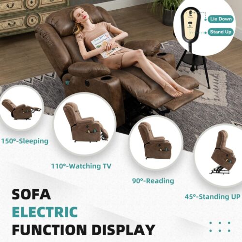 Big Tall Power Lift Chair Massage and Heat Recliner Chair with Extended Footrest - Picture 33 of 37