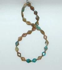 FACETED PERUVIAN OPAL 9-10x13-14MM DIAMOND CUSHION BEADS - 15.5" STRAND - 2597E