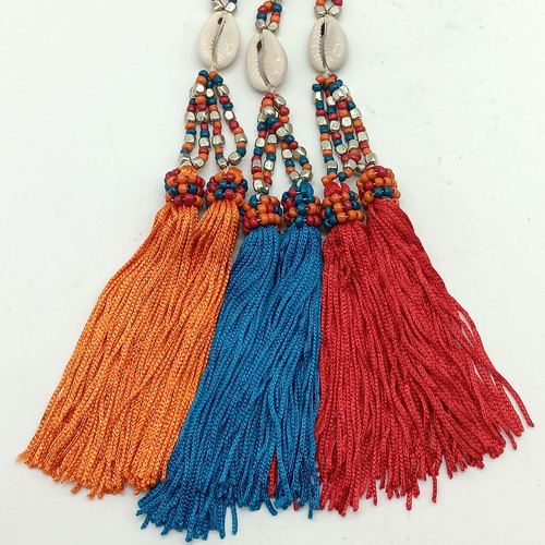Mia Collection Tassels & Metal Beads Seashell Fashion Necklace 23" Length - New - Picture 5 of 6
