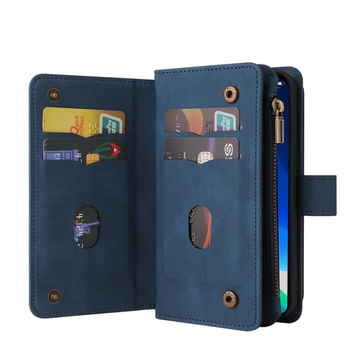 Para iPhone 16e/15/14/13/12/11/X/8 Cuero Soporte Abatible Cremallera Cartera Estuche + Correa - Imagen 35 de 60