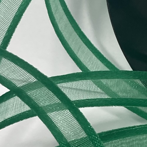 Sheer Organza Ribbon Green with Border 3/8" x 60' Nicole & Co. Nylon (1) Roll - Picture 8 of 15