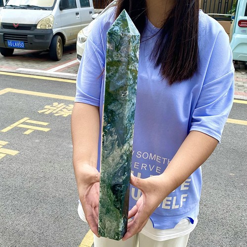 5.01LB Natural Water Grass Moss Agate crystal pillar Crystal Reiki - 第 8/12 張圖片