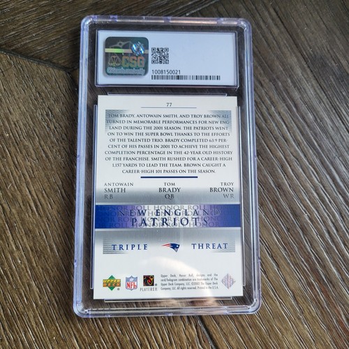 Upper Deck 2002 Honor Roll Tom Brady Antowain Smith Troy Brown #77 CSG 9 GOAT - Bild 3 von 3