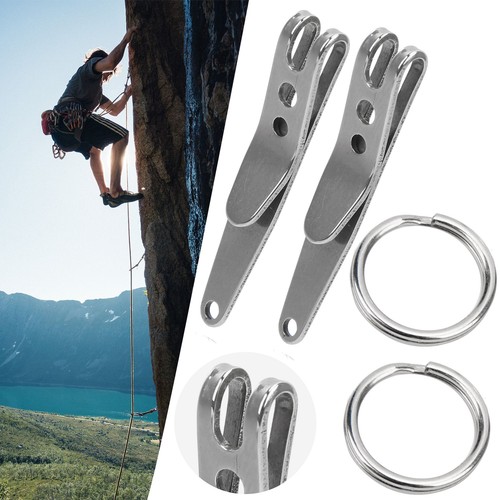 2Pcs Outdoor Belt Clip Stainless Steel Suspension Pocket Clip Key Holder CW - Picture 12 of 22