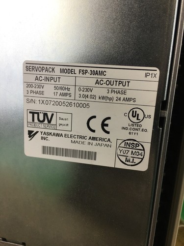 YASKAWA FSP-30AMC SERVOPACK 0-230V 3PH 24 AMP AMPLIFICATORE AC SERVO DRIVE - Foto 2 di 4
