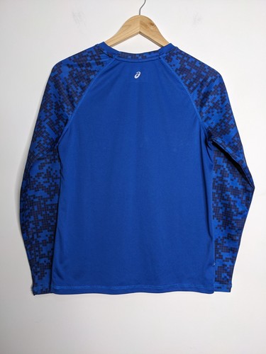 ASICS Shirt Kids Youth L Large 14/16 Blue Logo Running Reflective Jersey Fitness - Picture 11 of 18
