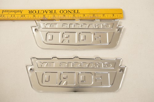Chassis By Ford Metal w/Red Truck Emblems Pair (O2L/JSF6) NOS Excellent 1950-60 - Picture 6 of 6