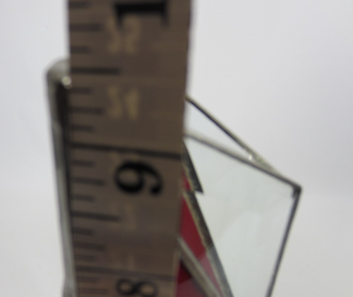Handcrafted Stained Glass Vase Taper Candle Holder VTG 90s Beveled Red White 9" - Picture 13 of 14