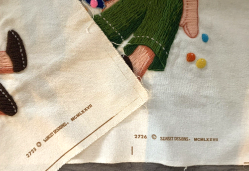 (2) Vintage 1970s Sunset Stitchery RAGGEDY ANN & ANDY Crewel Embroidery Finished - Picture 6 of 7