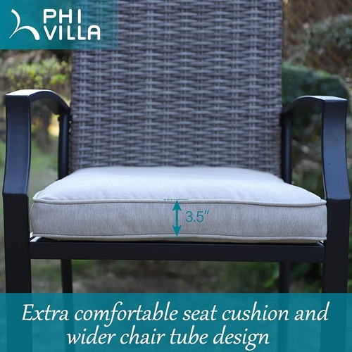 2PCS Rattan Wicker Bar Stool Outdoor Backyard Patio Furniture Chair with Armrest - Picture 5 of 7