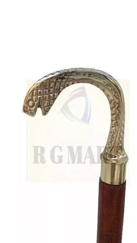 Lot of 5 Pcs Stylish Walking Stick Wooden Cane Brass Antique Design Handle Cane - Picture 2 of 5