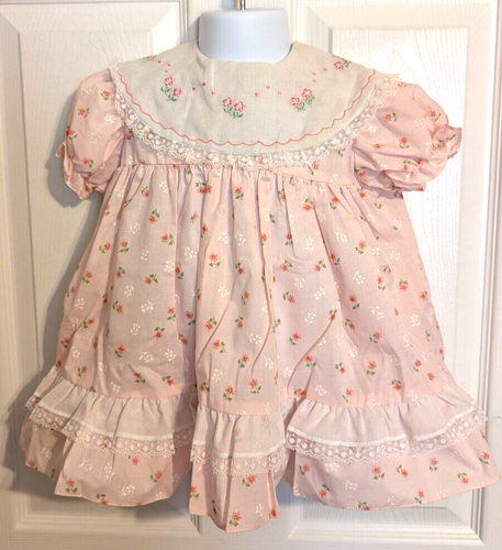 CRADLE TOGS Girls Size 3T Short Sleeve Circle Dress w Lace & Embroidery NOS/NWT - Picture 13 of 17